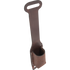 Empty chocolate roughout rope powder holder, seen from the front quarter. The open roughout pocket stands away from the strap, ready for a powder bottle.