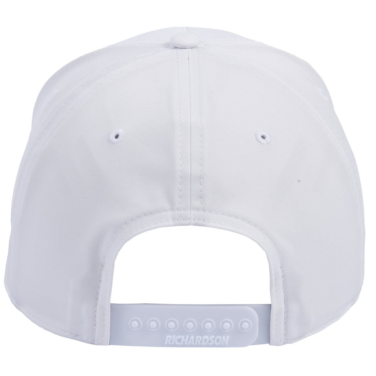 White rope cap seen from the back. The plain crown closes with an adjustable snap closure.