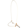 White rope headsetter tie-down, seen from the front quarter. The rope forms a poll loop and a noseband joined by knots and metal rings.